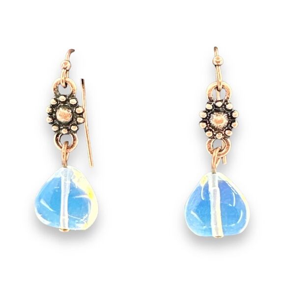 Necklace & Earrings Iridescent Water Fall Dangle Copper Color Jewelry Set - Picture 3 of 9